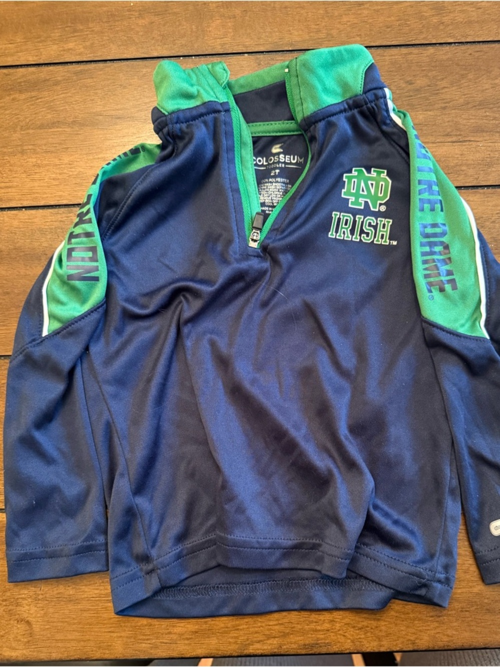 Colosseum Navy & Green Notre Dame Toddler Quarter-Zip Pullover